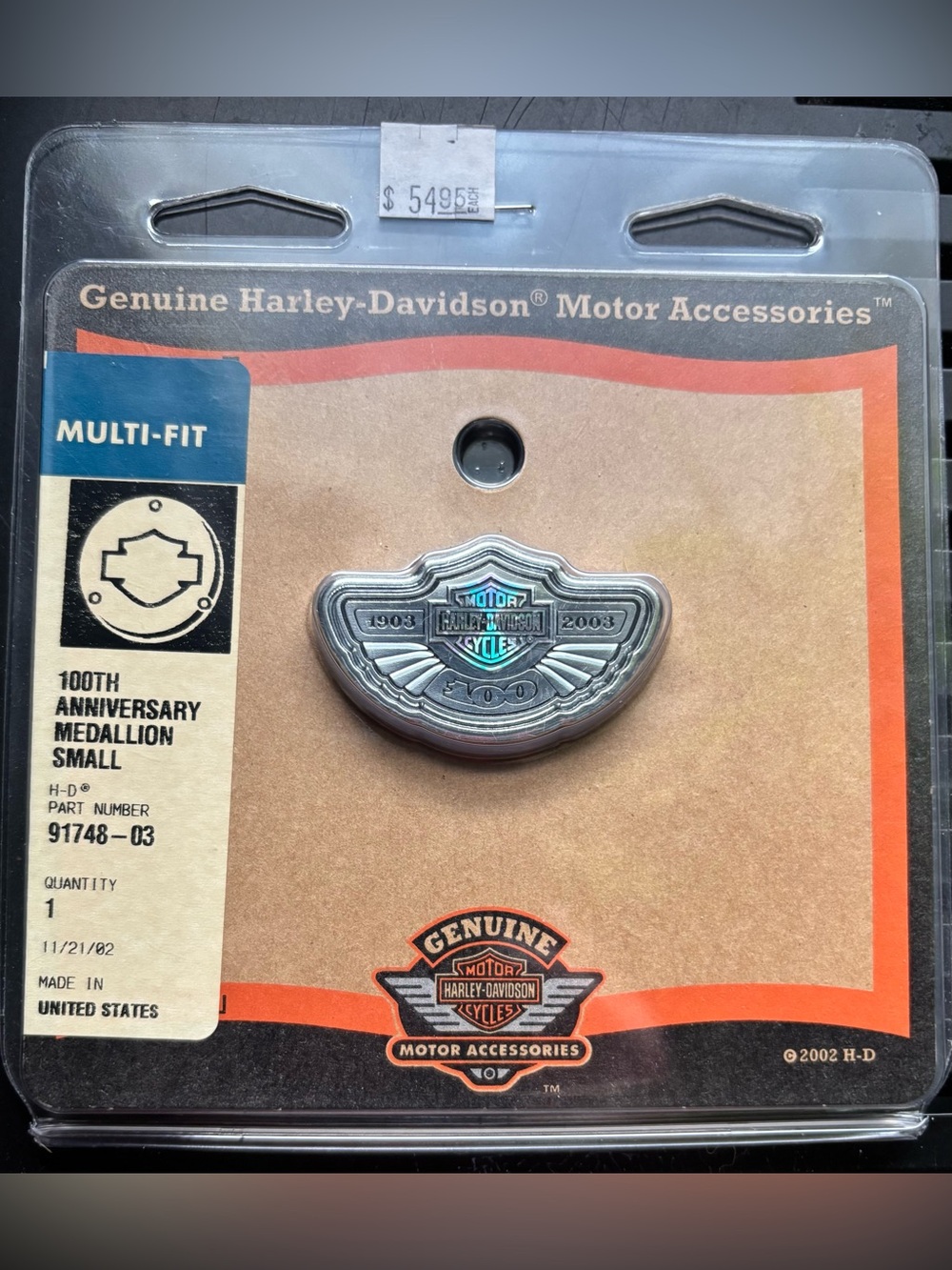 Harley-Davidson Silver 100th Anniversary Small Medallion